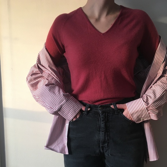 Nordstrom Burgundy/Maroon Striped Dress Shirt - Picture 3 of 4